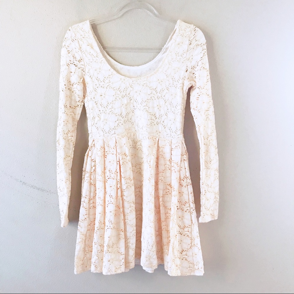 Free People eyelet scoop neck fit flare dress XS